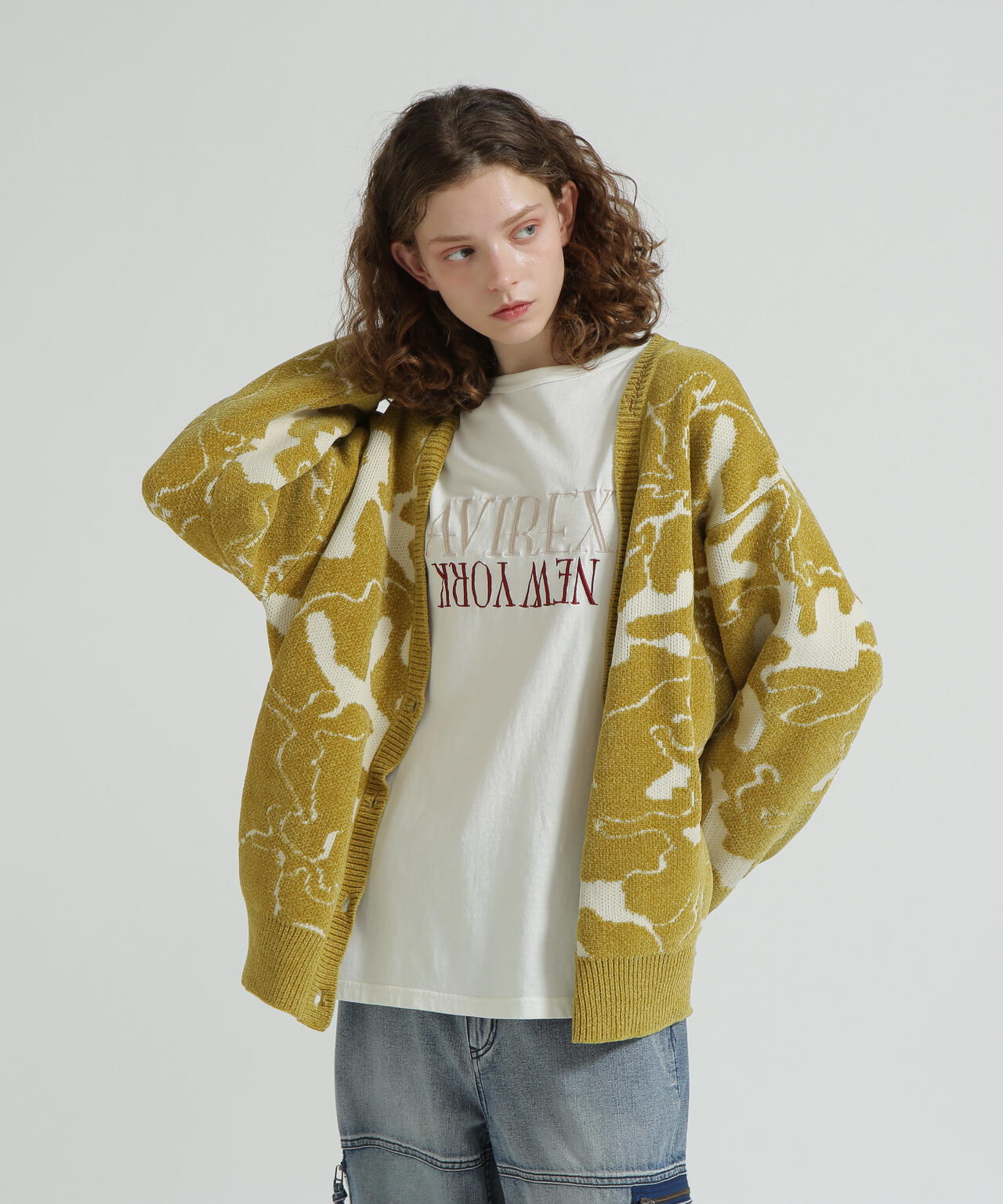《直営店限定》BOUCLE CAMO KINT CARDIGAN