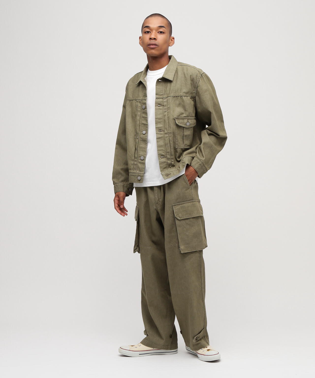 《TFQP by HANDROOM》GREEN SELVEDGE MILITARY DENIM JACKET