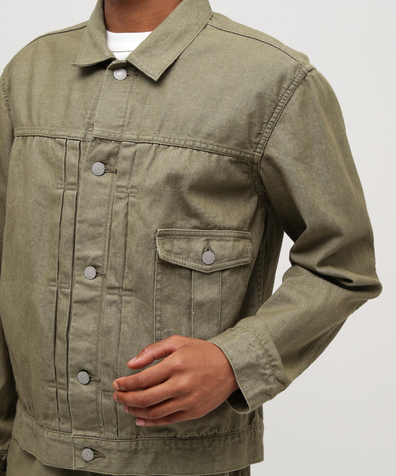 《TFQP by HANDROOM》GREEN SELVEDGE MILITARY DENIM JACKET