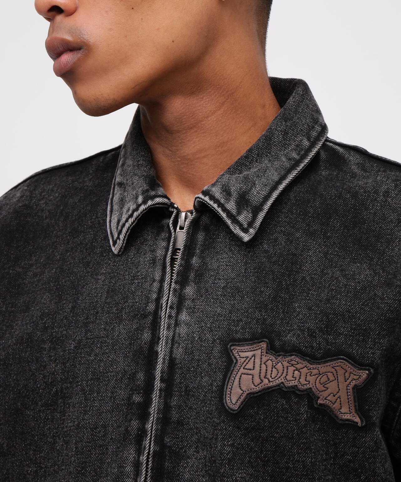 LEATHER PATCH DENIM JACKET