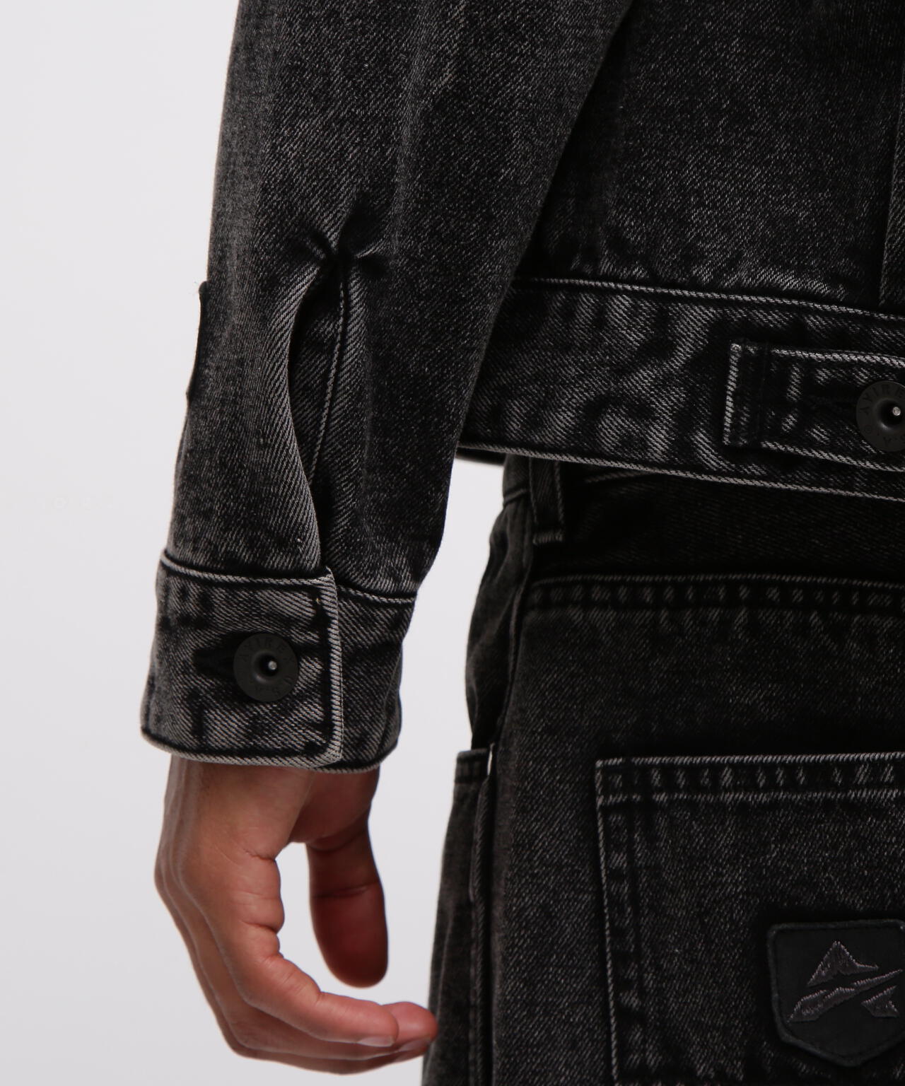 LEATHER PATCH DENIM JACKET