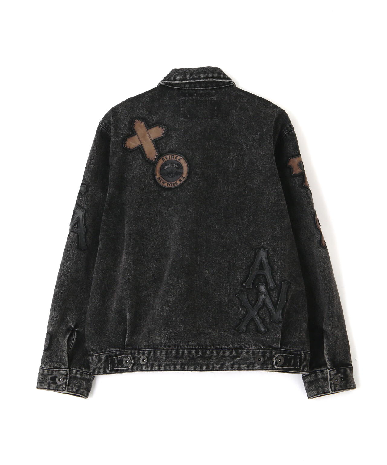 LEATHER PATCH DENIM JACKET