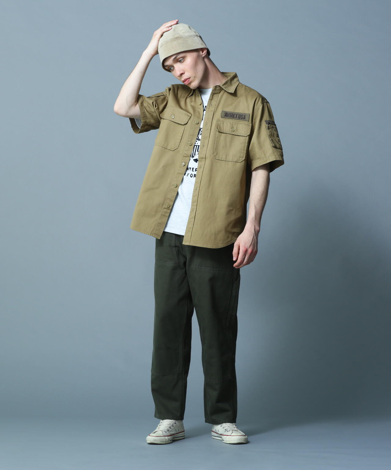 BASIC FATIGUE SHORT SLEEVE SHIRT / ベーシック ファティーグ 半袖シャツ / AVIREX / アヴィレッ