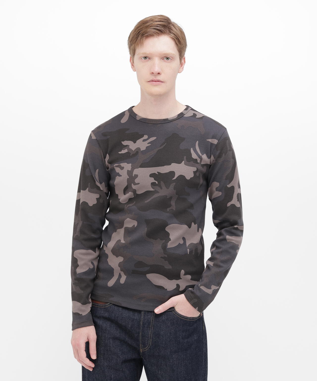 《DAILY/デイリー》 RIB LONG SLEEVE CREW NECK T-SHIRT ”CAMOUFLAGE”