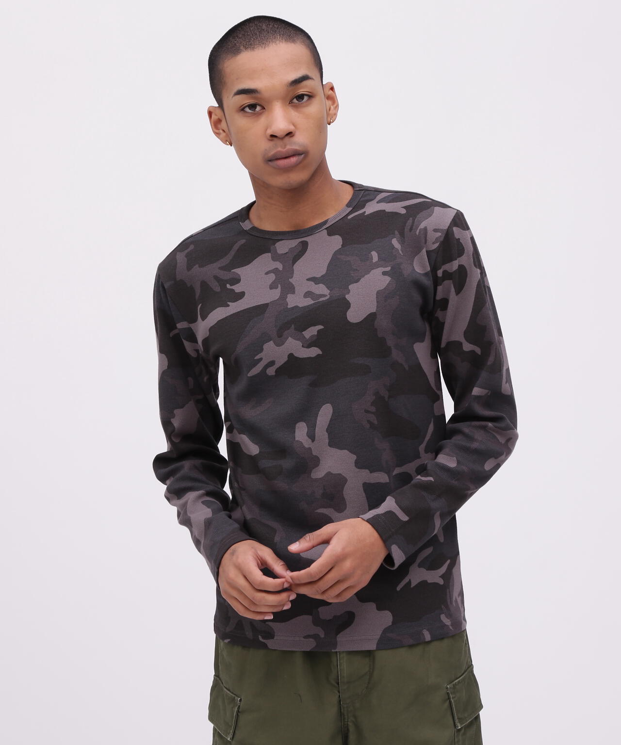 《DAILY/デイリー》 RIB LONG SLEEVE CREW NECK T-SHIRT ”CAMOUFLAGE”