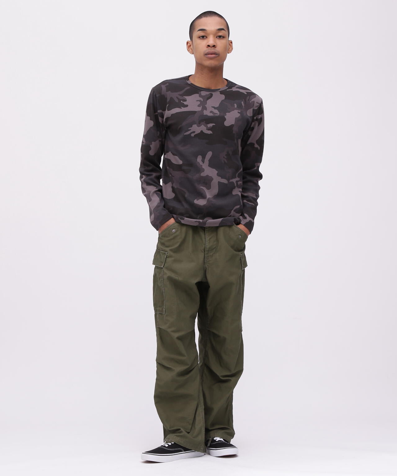 《DAILY/デイリー》 RIB LONG SLEEVE CREW NECK T-SHIRT ”CAMOUFLAGE”