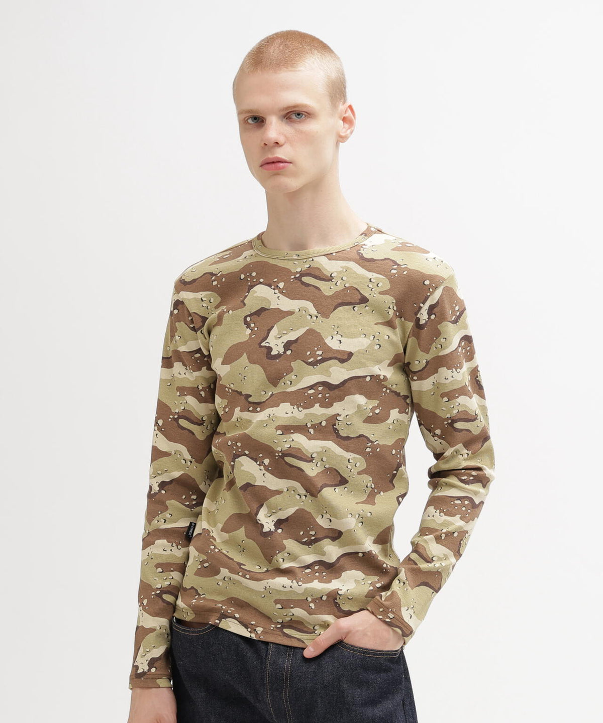 《DAILY/デイリー》 RIB LONG SLEEVE CREW NECK T-SHIRT ”CAMOUFLAGE”