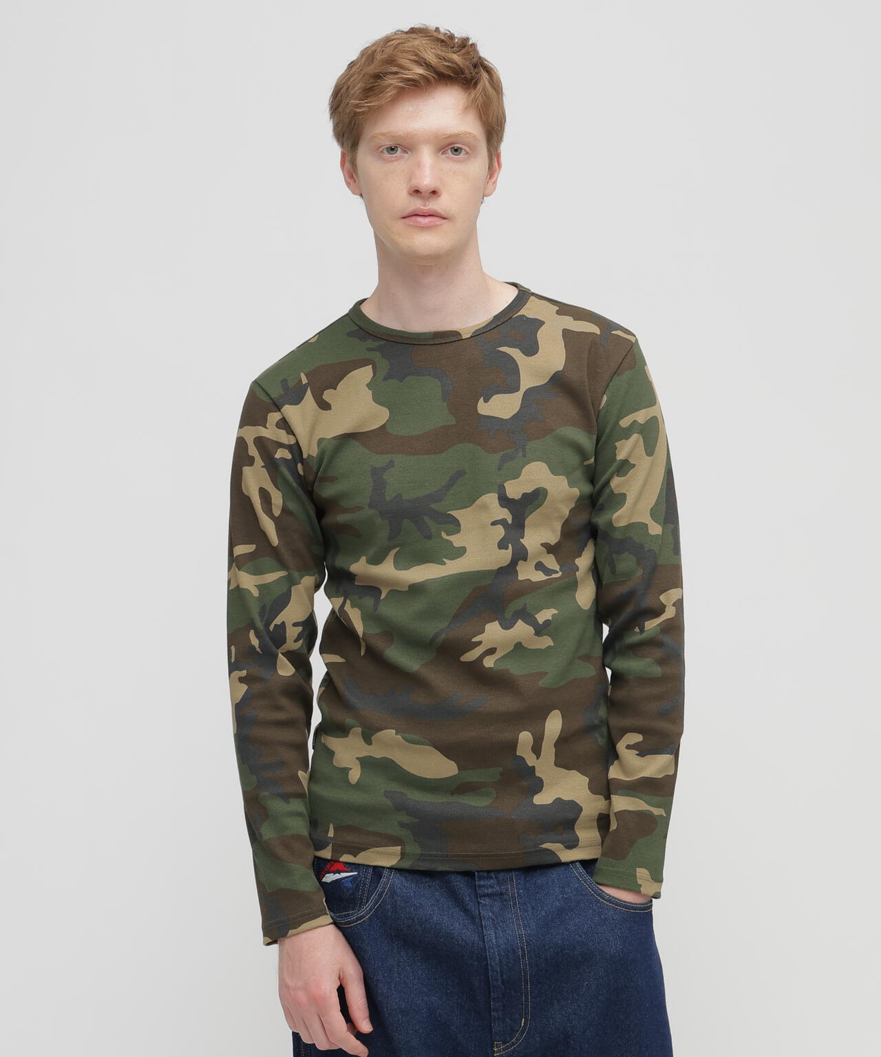《DAILY/デイリー》 RIB LONG SLEEVE CREW NECK T-SHIRT ”CAMOUFLAGE”