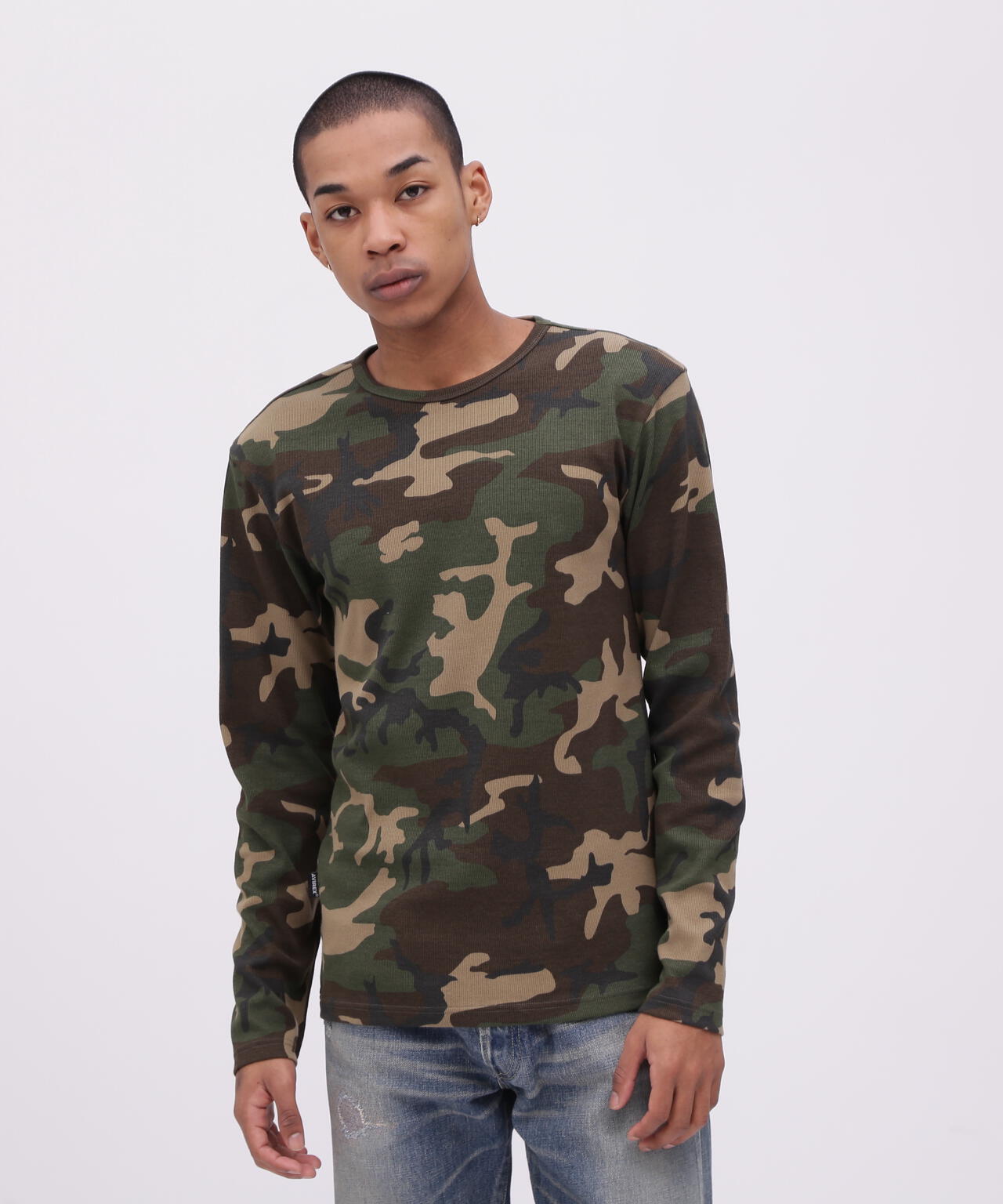 《DAILY/デイリー》 RIB LONG SLEEVE CREW NECK T-SHIRT ”CAMOUFLAGE”