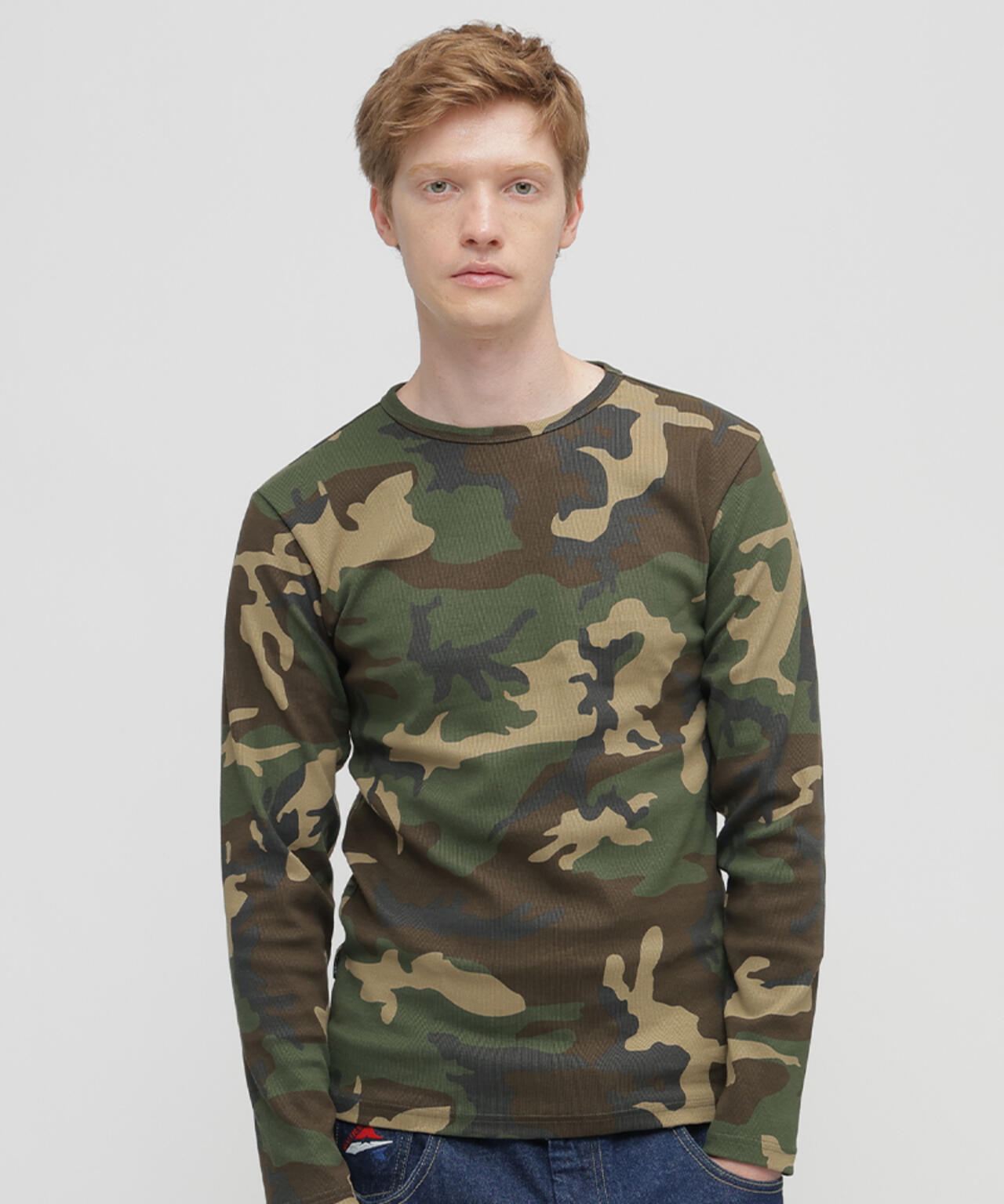 《DAILY/デイリー》 RIB LONG SLEEVE CREW NECK T-SHIRT ”CAMOUFLAGE”