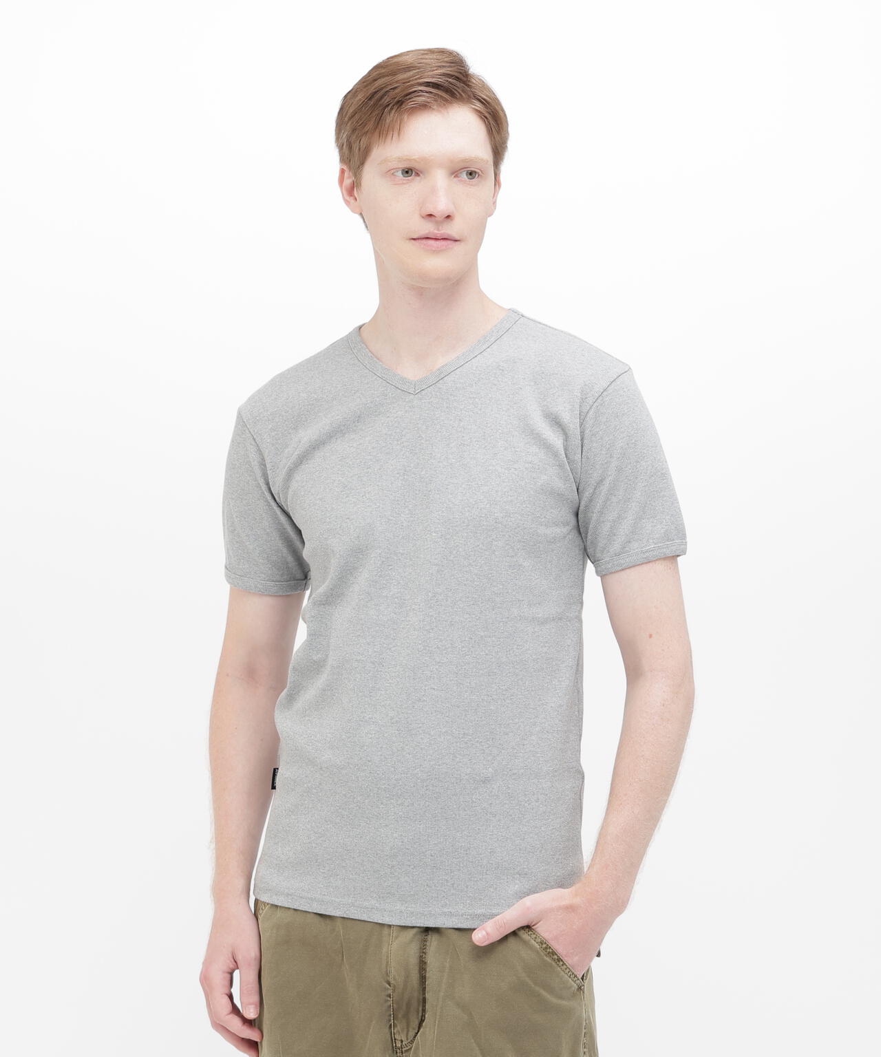 《DAILY/デイリー》RIB S/S V-NECK T-SHIRT/リブ 半袖 ブイネック Tシャツ  デイリーウェア