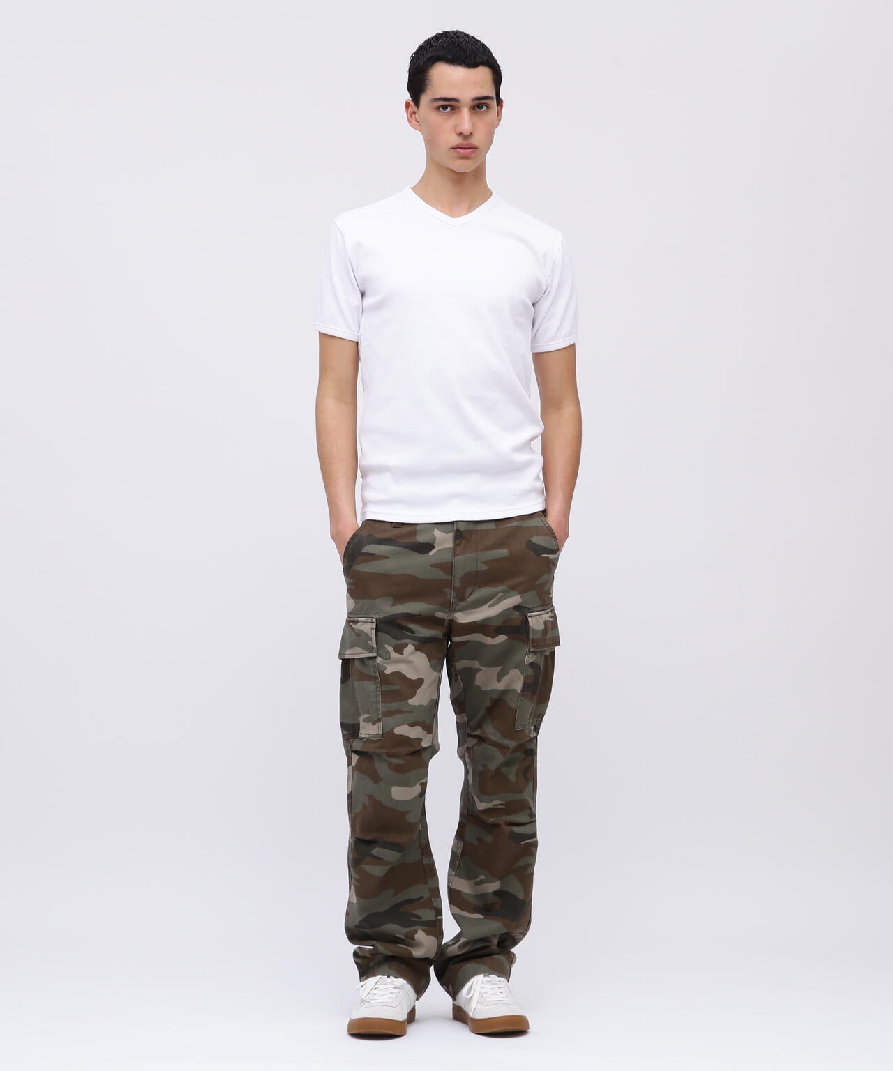 《DAILY/デイリー》RIB S/S V-NECK T-SHIRT/リブ 半袖 ブイネック Tシャツ  デイリーウェア