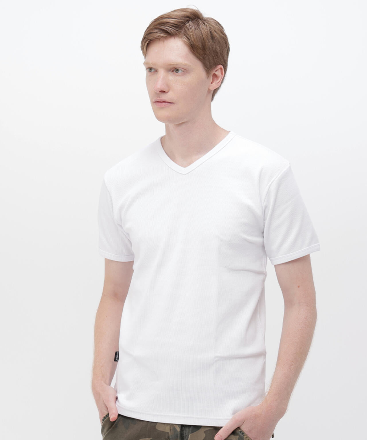 《DAILY/デイリー》RIB S/S V-NECK T-SHIRT/リブ 半袖 ブイネック Tシャツ  デイリーウェア