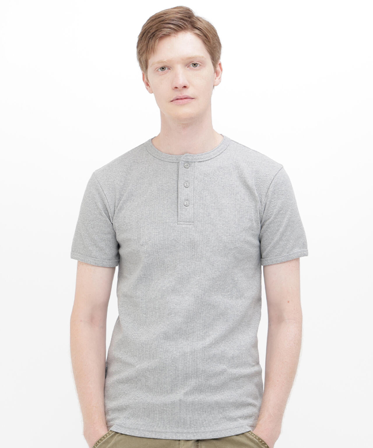 《DAILY/デイリー》RIB S/S HENLEY NECK T-SHIRT