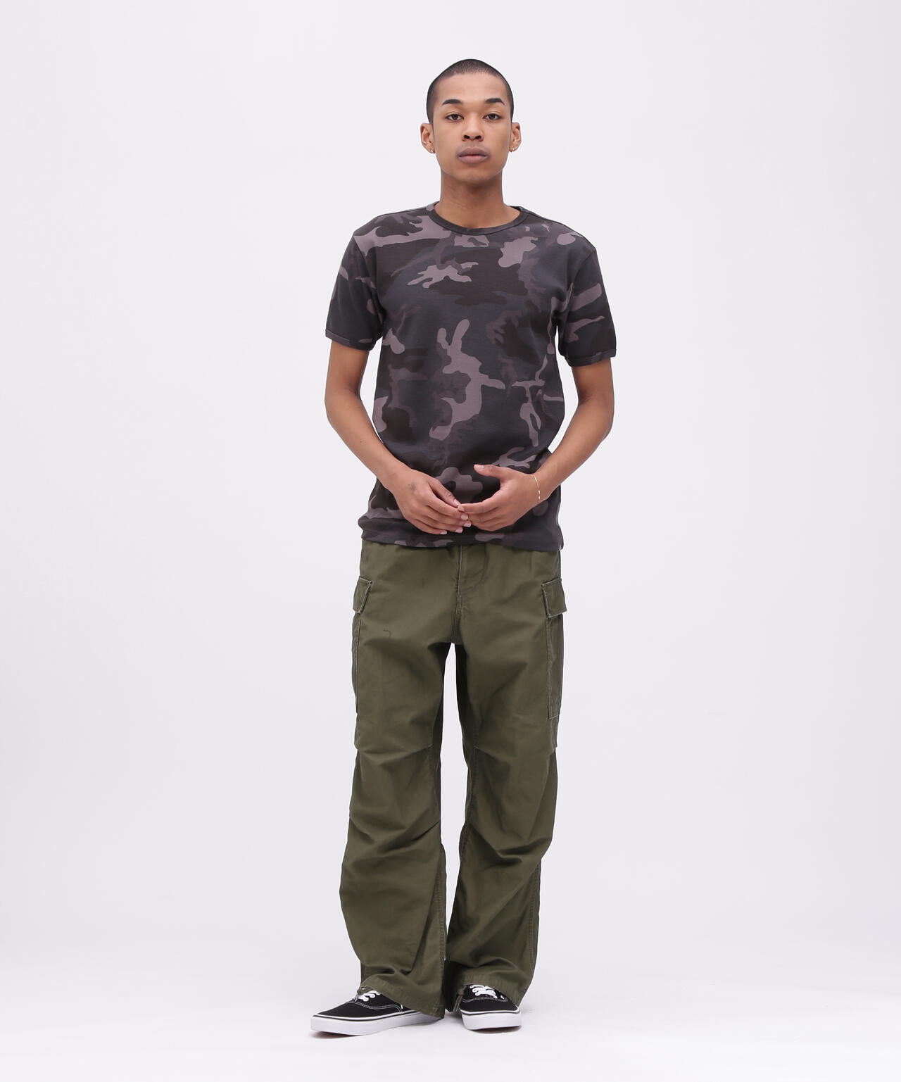 《DAILY/デイリー》RIB SHORT SLEEVE CREW NECK T-SHIRT ”CAMOUFLAGE”