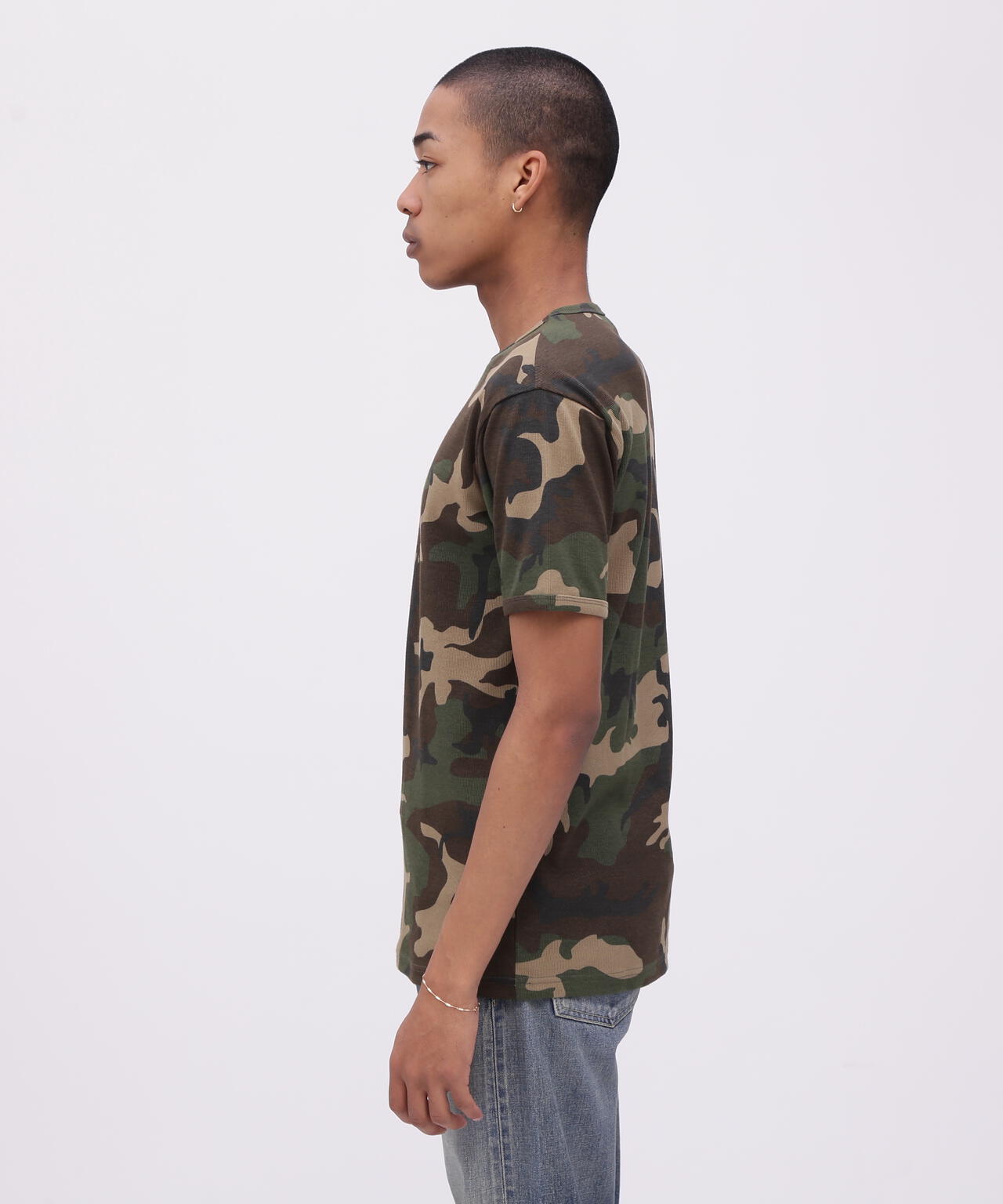 《DAILY/デイリー》RIB SHORT SLEEVE CREW NECK T-SHIRT ”CAMOUFLAGE”