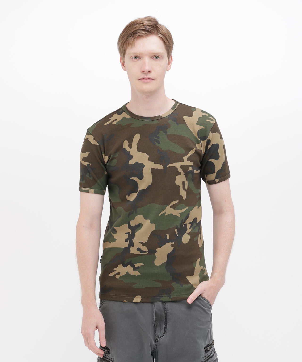 《DAILY/デイリー》RIB SHORT SLEEVE CREW NECK T-SHIRT ”CAMOUFLAGE”