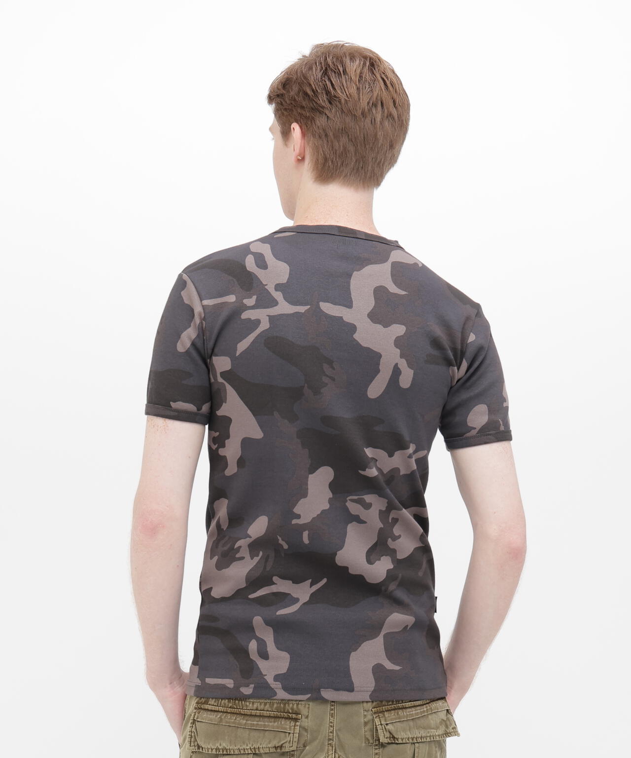 《DAILY/デイリー》RIB S/S HENLEY NECK T-SHIRT ”CAMOUFLAGE”