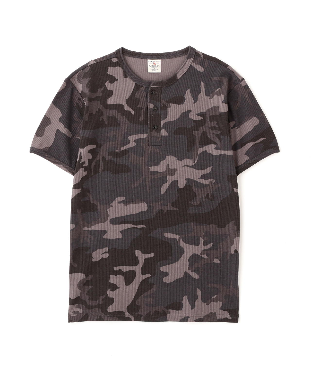 《DAILY/デイリー》RIB S/S HENLEY NECK T-SHIRT ”CAMOUFLAGE”
