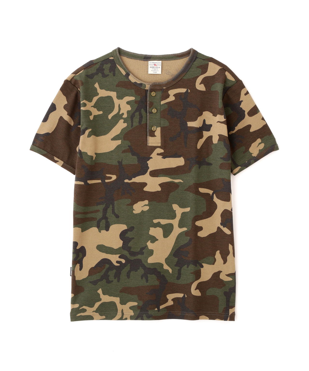 《DAILY/デイリー》RIB S/S HENLEY NECK T-SHIRT ”CAMOUFLAGE”