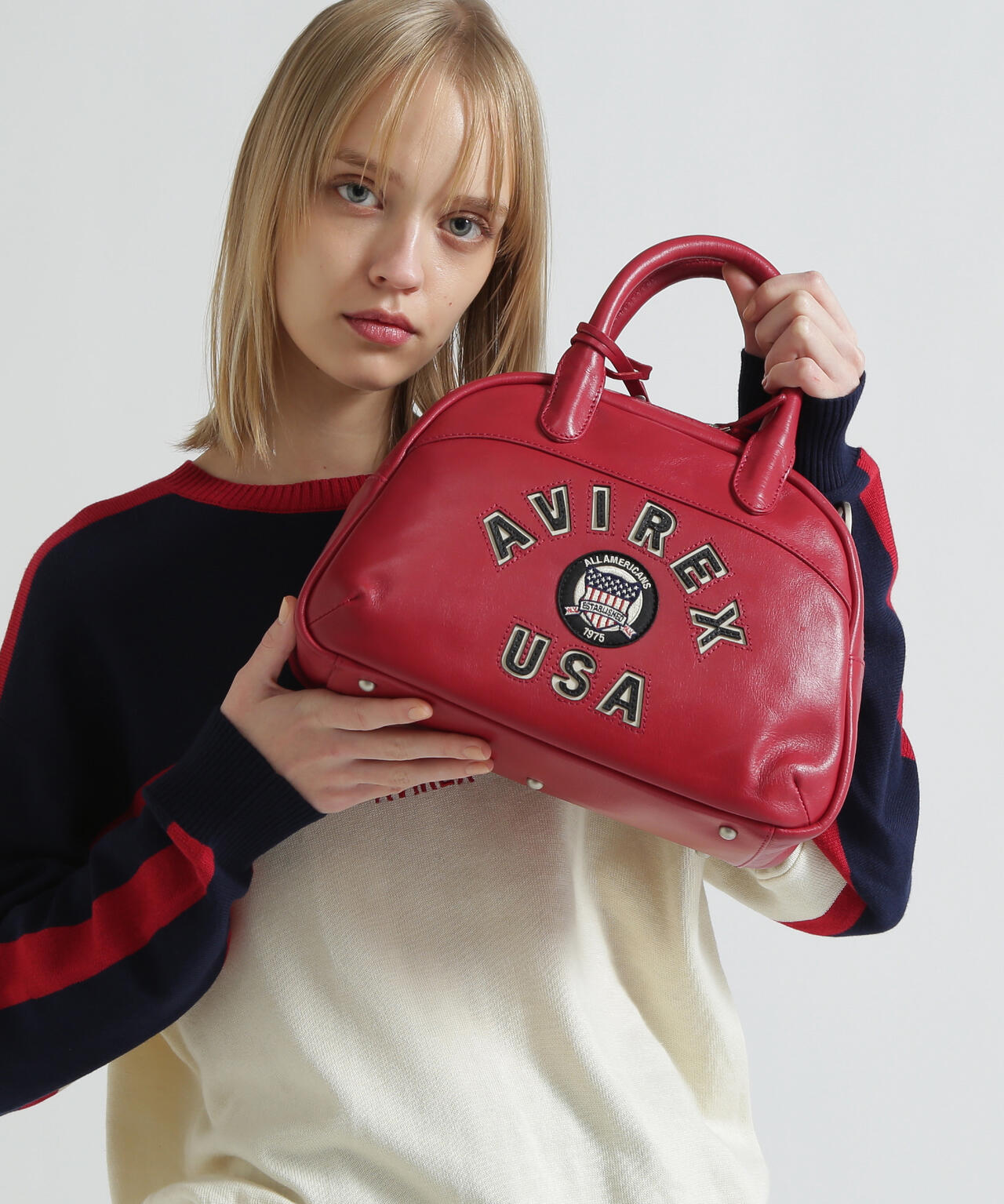 VARSITY LEATHER MINI-BOSTON BAG / AVX5625