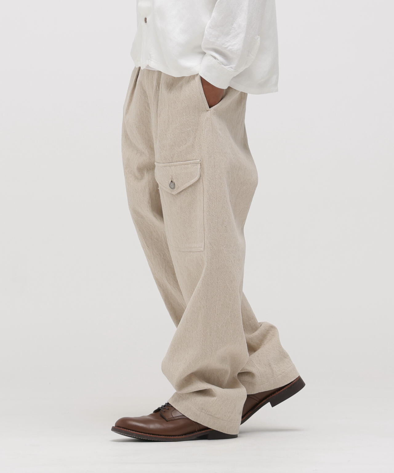 ★TFQP by HANDROOM LINEN GABARDINE MECHANIC PANT