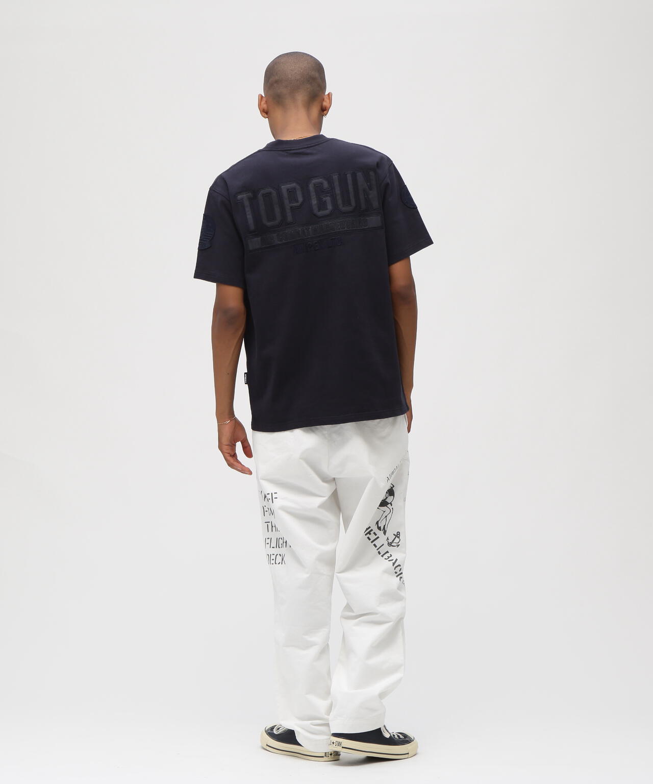 《直営店限定》S/S TOPGUN LEATHER PATCHED T-SHIRT