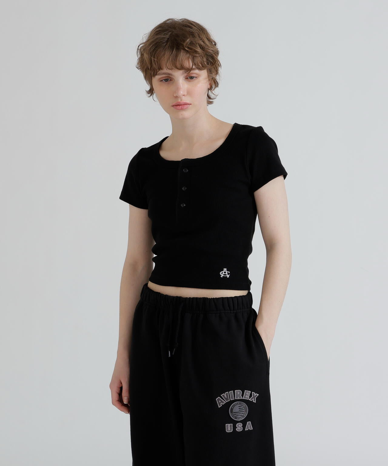 《直営店限定》S/S AC RIB HENLY T-SHIRT