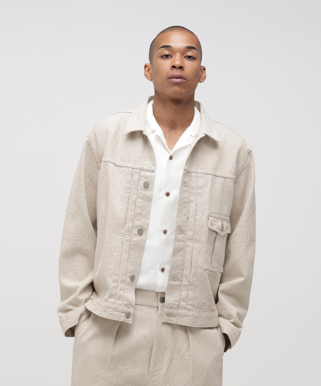 ★TFQP by HANDROOM LINEN GABARDINE SHORT JACKET ”1st TYPE”
