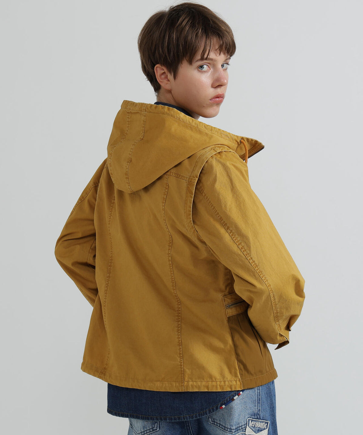 《WOMAN》MILITARY ZIP POCKET DETACHABLE JACKET