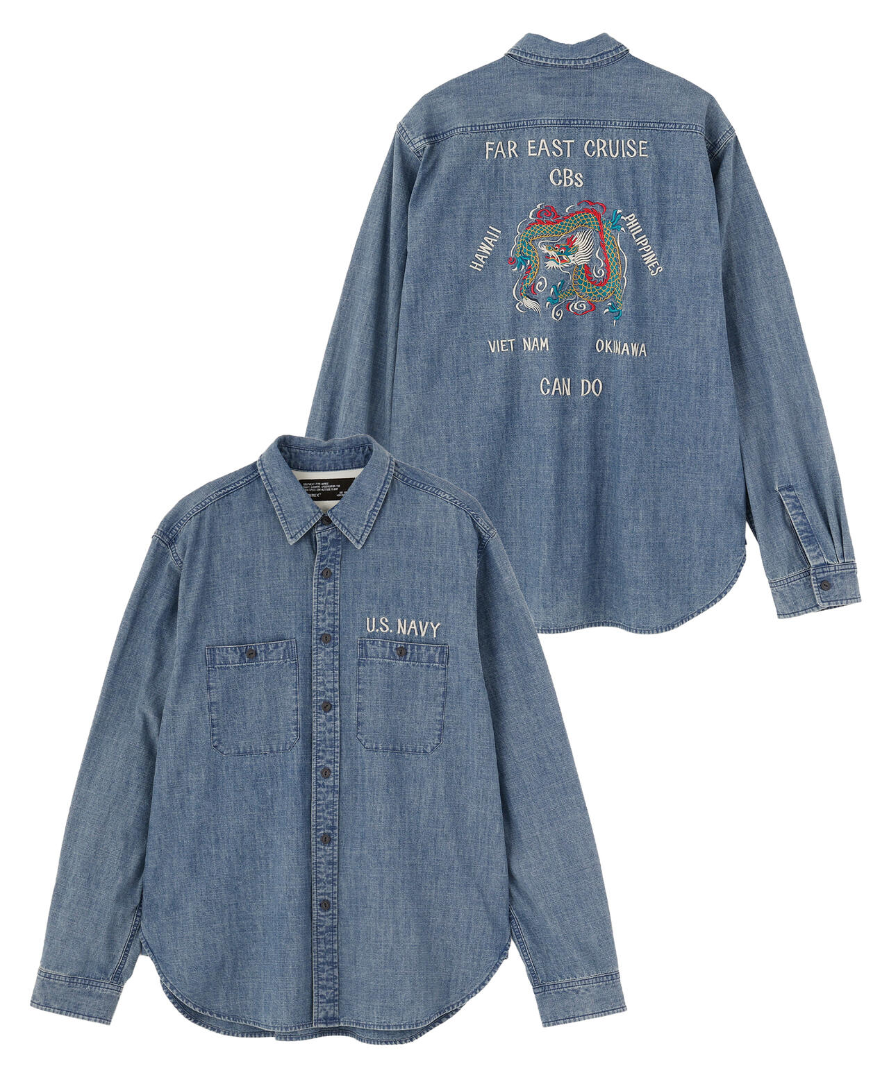 《NAVAL COLLECTION》CHAMBRAY NAVY TOUR LONG SLEEVE SHIRT