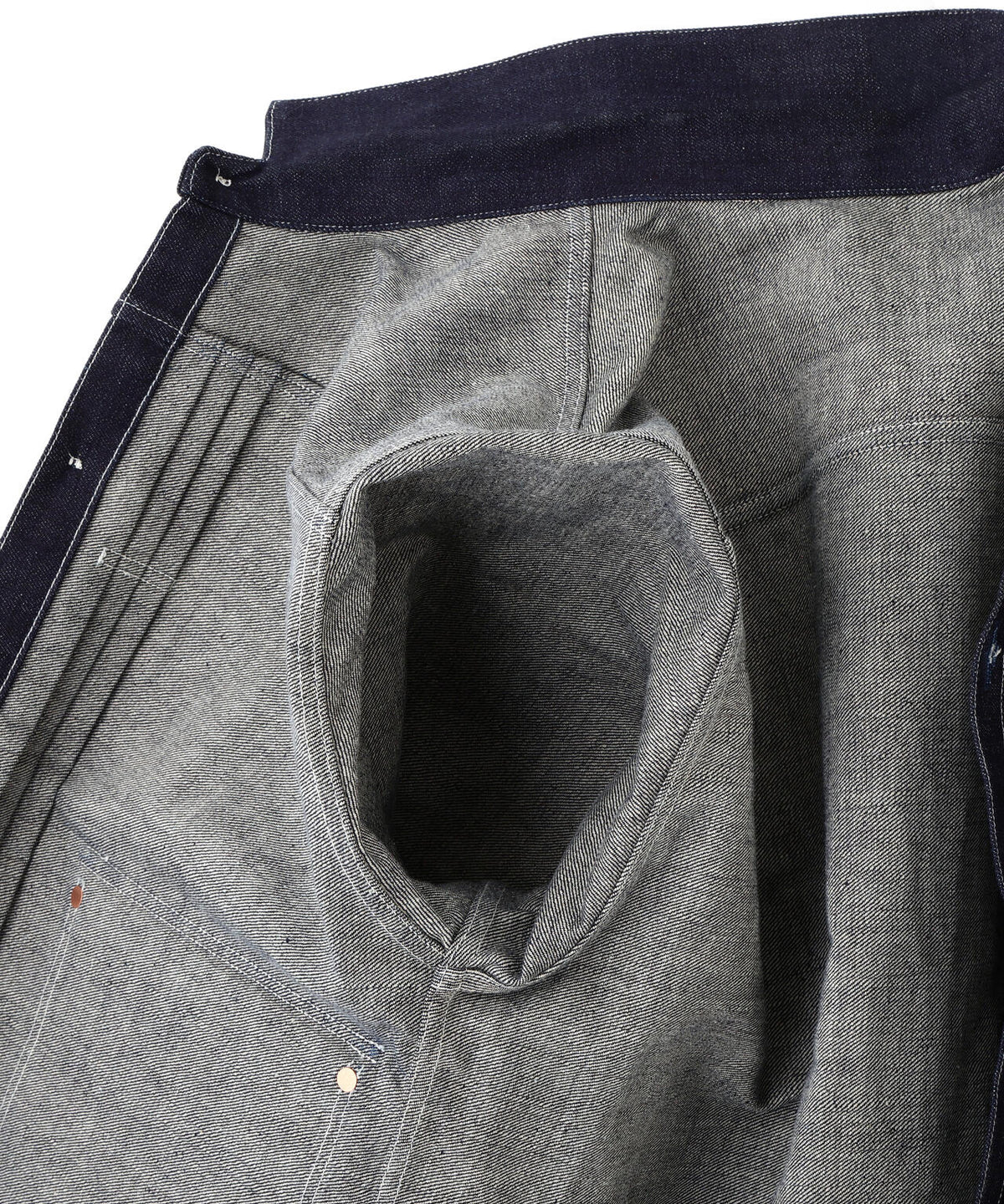 《AVIREX×MOANDMO》DENIM PLEATS BLOUSE ”GREEN SELVEDGE”