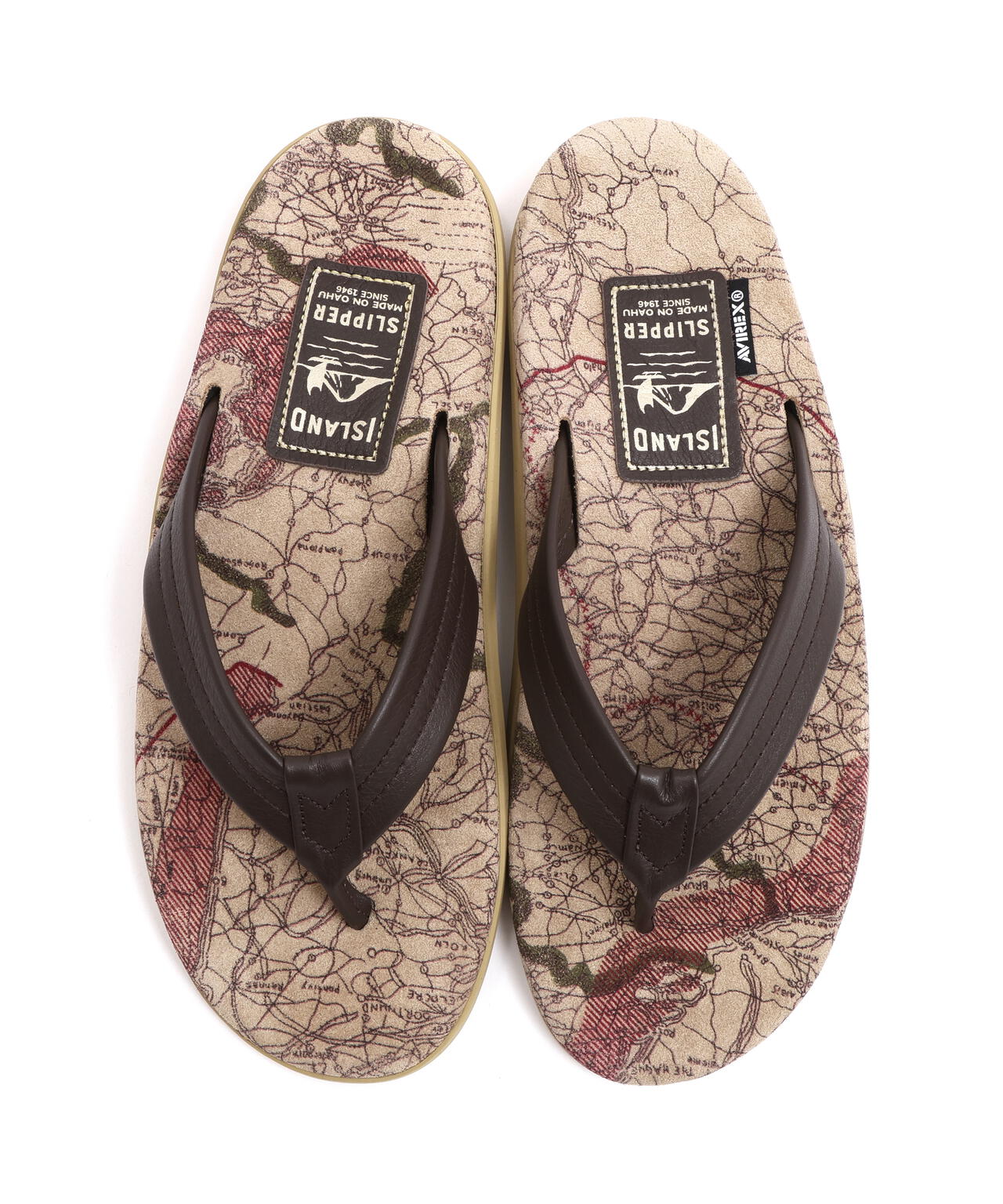 《AVIREX×ISLAND SLIPPER》MAP PATTERN TONG SANDAL