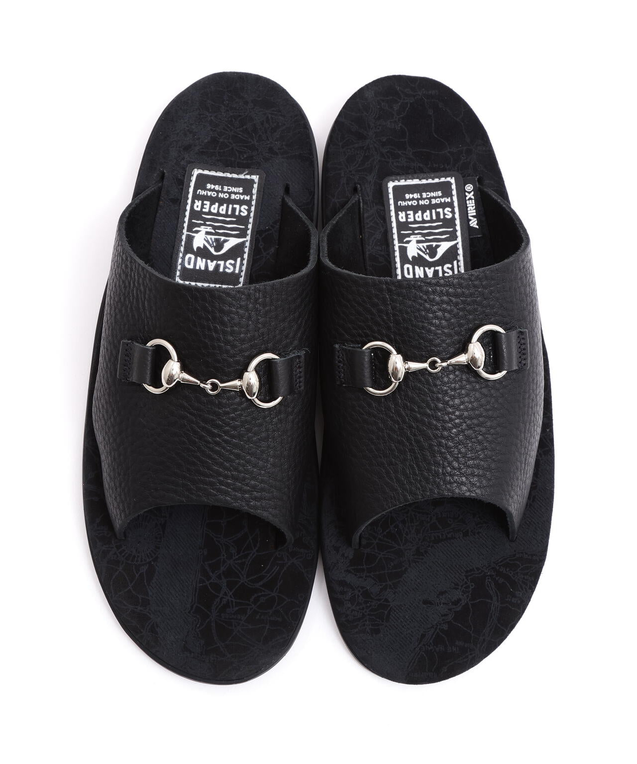 《AVIREX×ISLAND SLIPPER》MAP PATTERN BIT SLIDE SANDAL