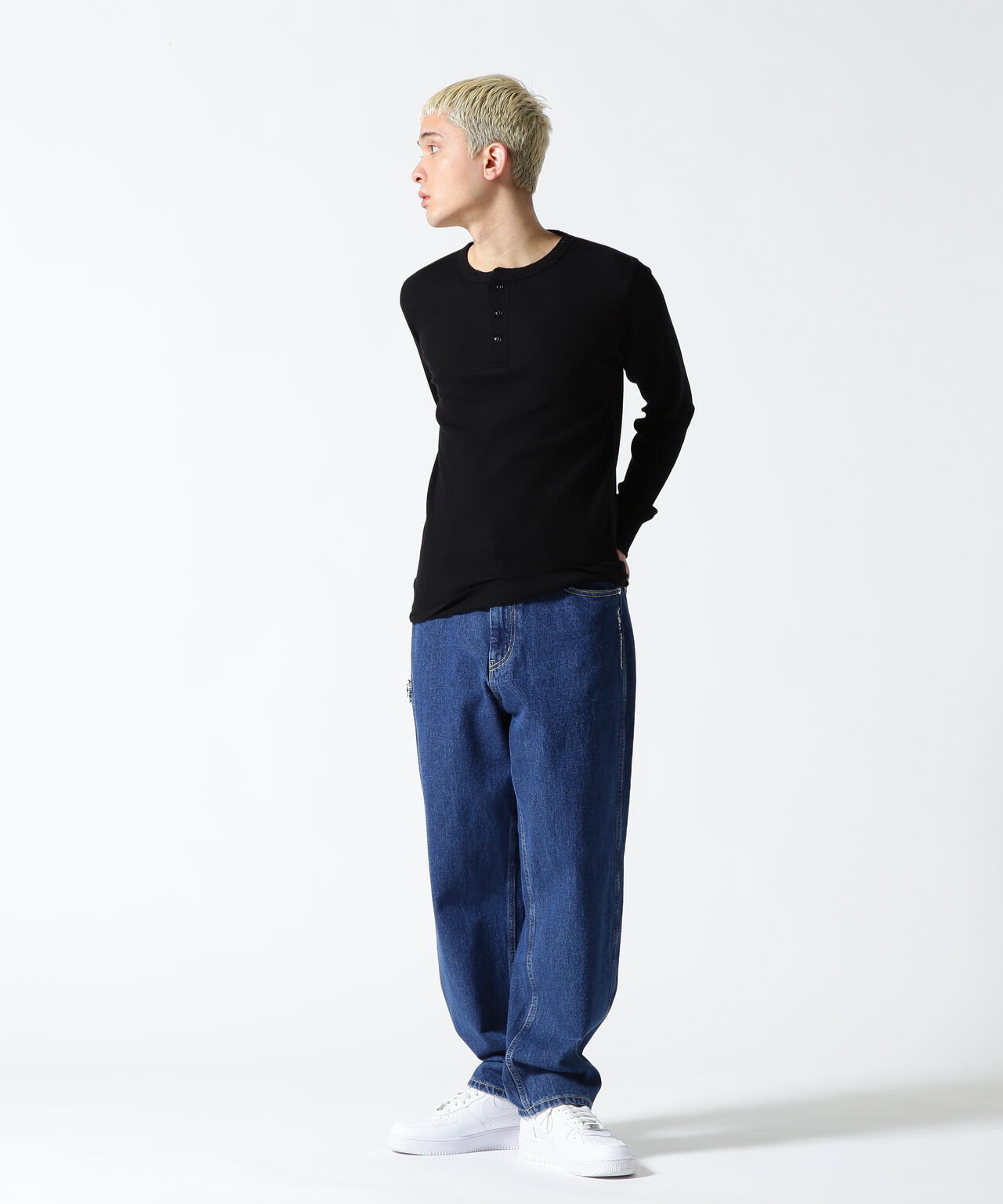 《DAILY/デイリー》L/S THERMAL HENLEY NECK T-SHIRT