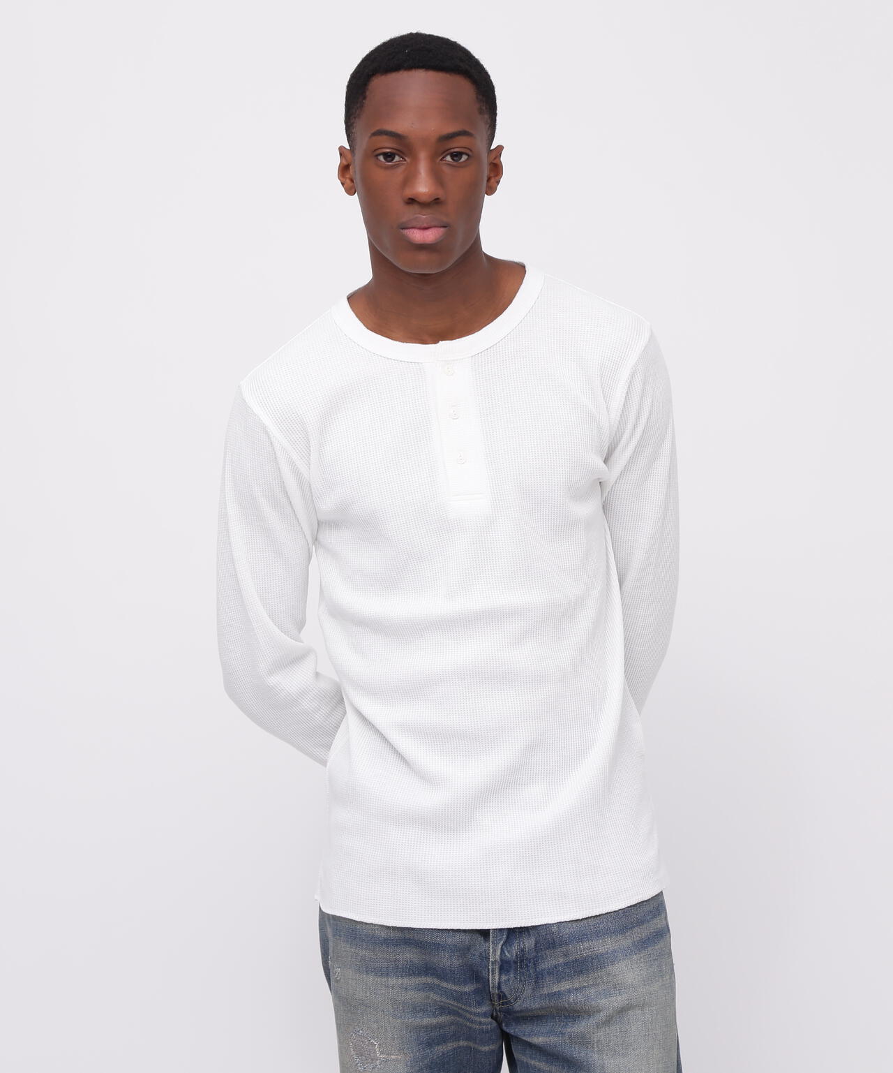 《DAILY/デイリー》L/S THERMAL HENLEY NECK T-SHIRT