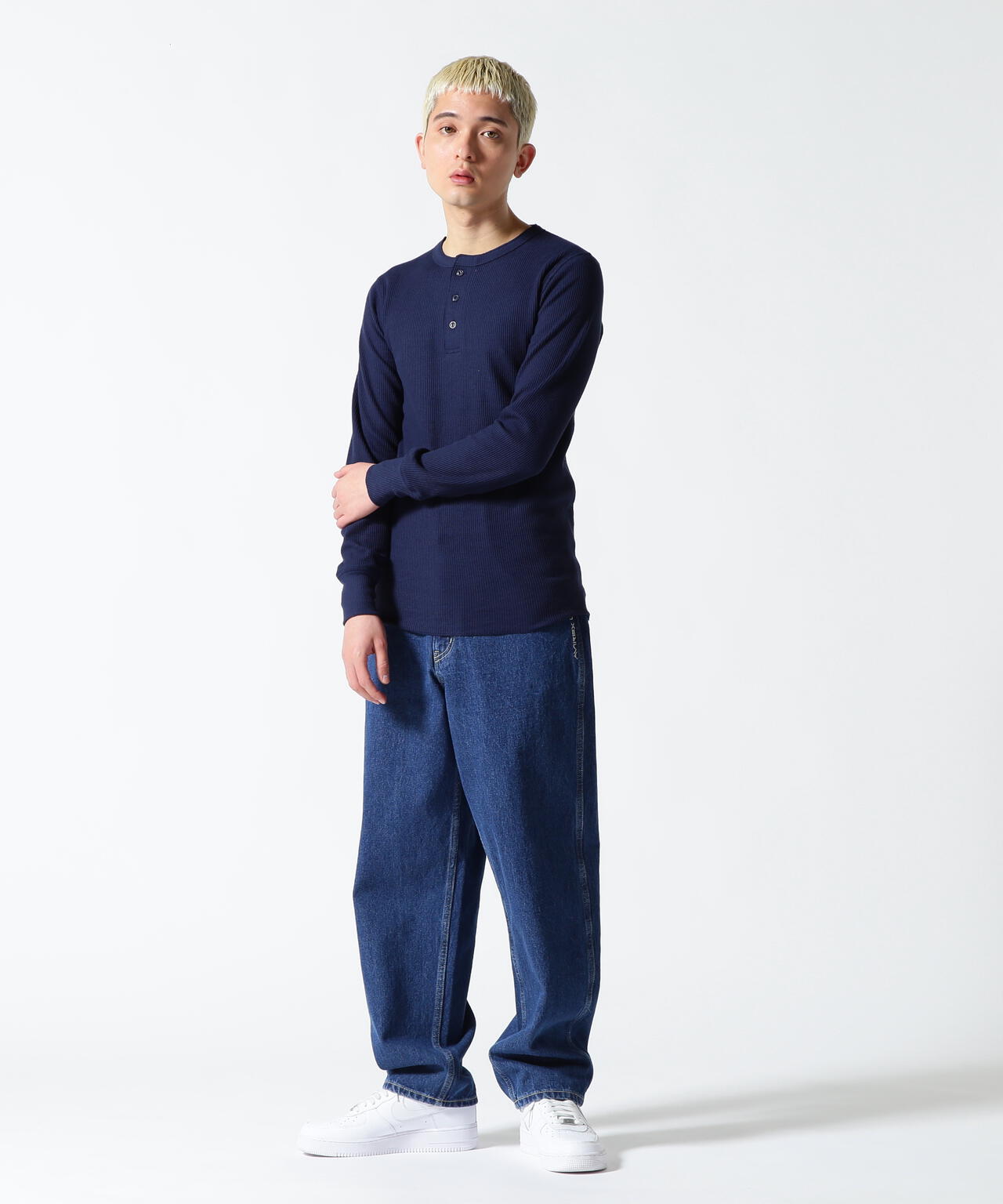 《DAILY/デイリー》L/S THERMAL HENLEY NECK T-SHIRT