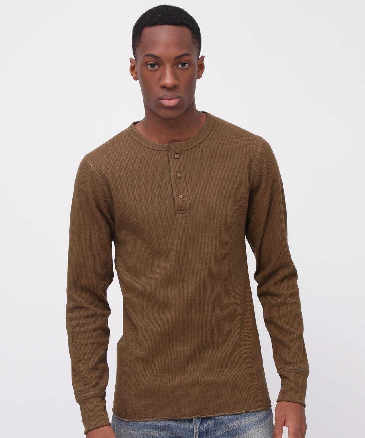 《DAILY/デイリー》L/S THERMAL HENLEY NECK T-SHIRT