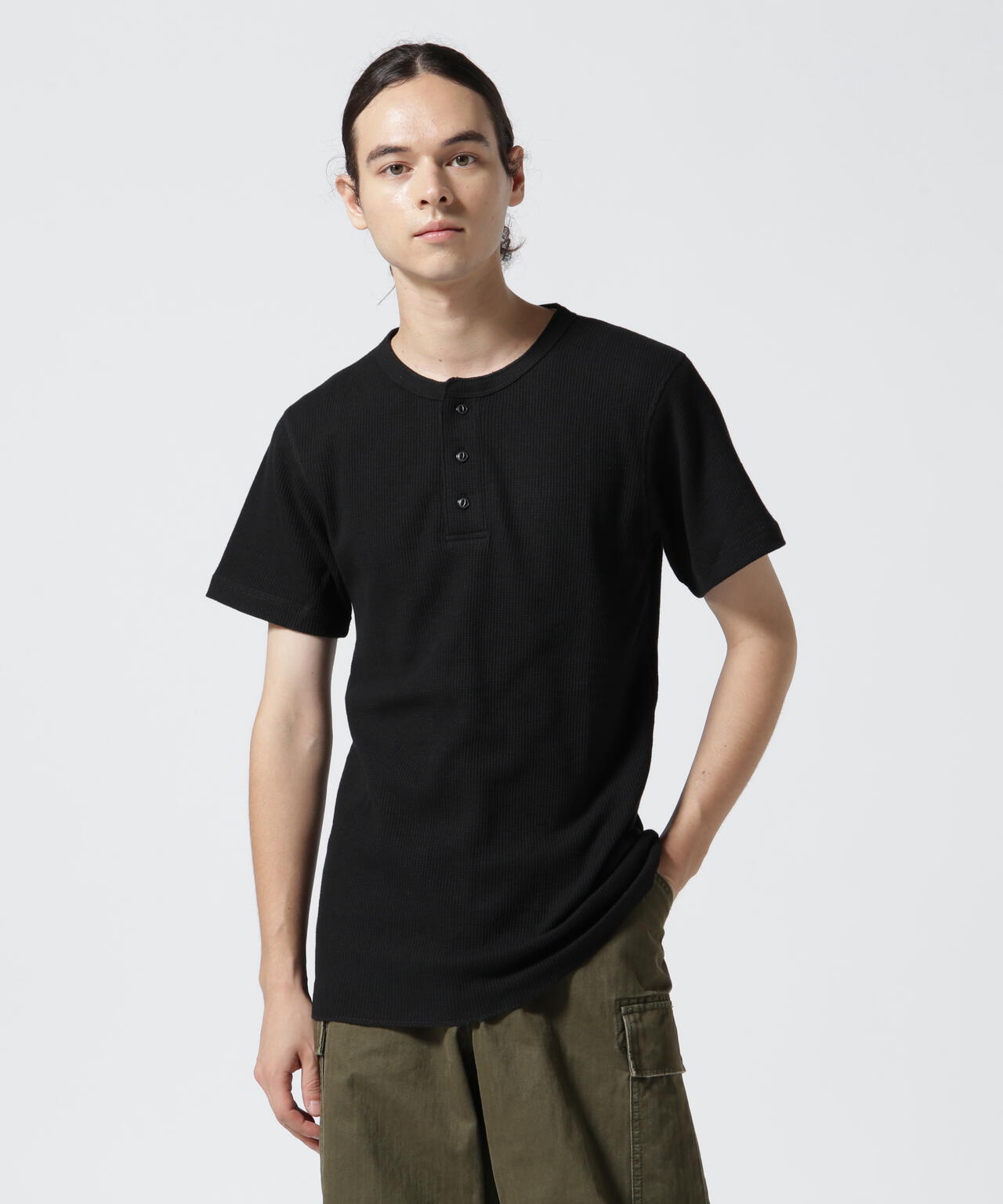 《DAILY/デイリー》THERMAL HENLEY NECK T-SHIRT