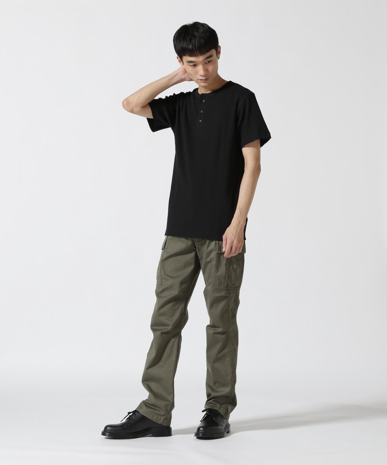 《DAILY/デイリー》THERMAL HENLEY NECK T-SHIRT