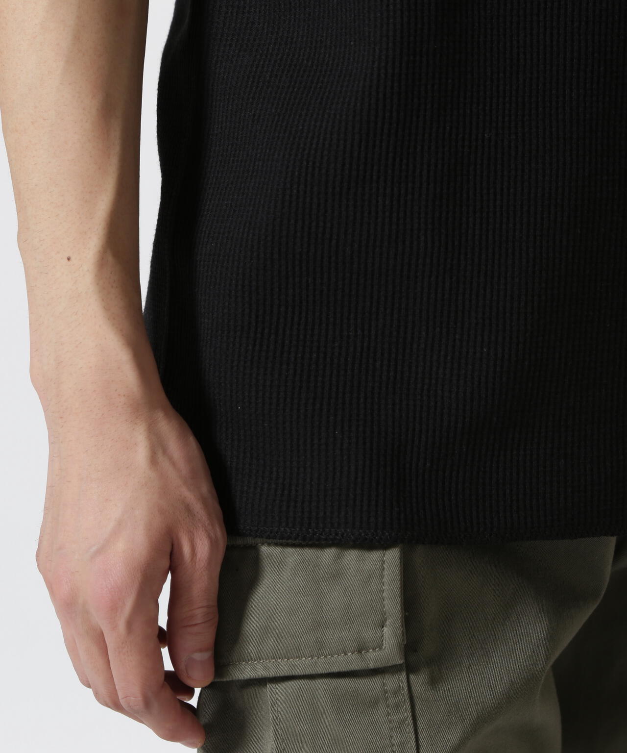 《DAILY/デイリー》THERMAL HENLEY NECK T-SHIRT