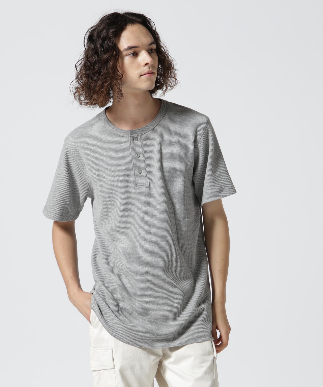 《DAILY/デイリー》THERMAL HENLEY NECK T-SHIRT
