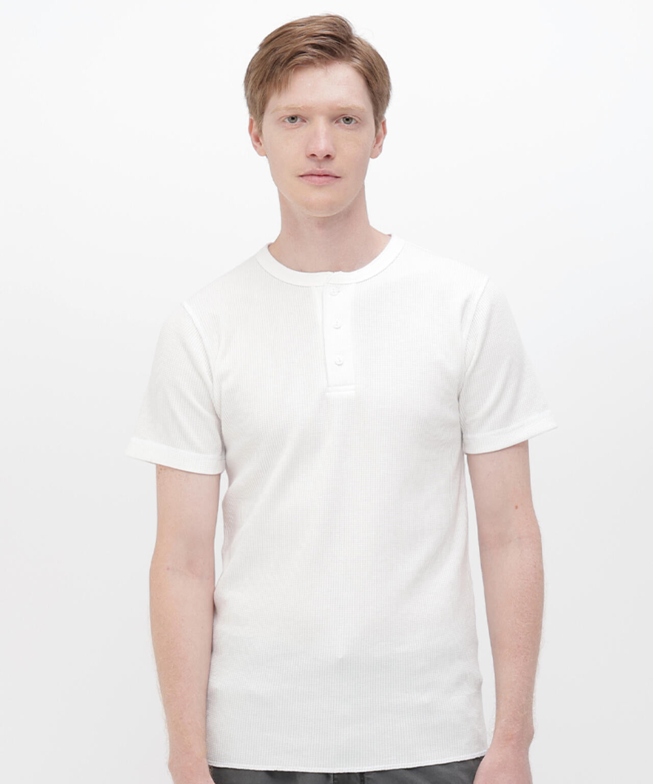 《DAILY/デイリー》THERMAL HENLEY NECK T-SHIRT