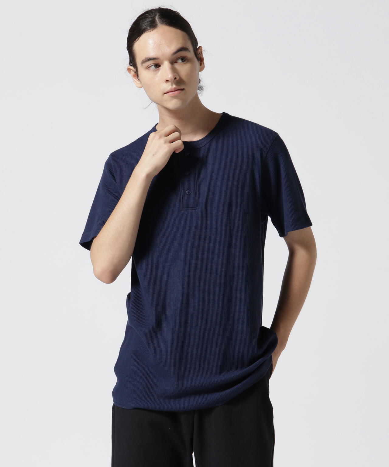《DAILY/デイリー》THERMAL HENLEY NECK T-SHIRT