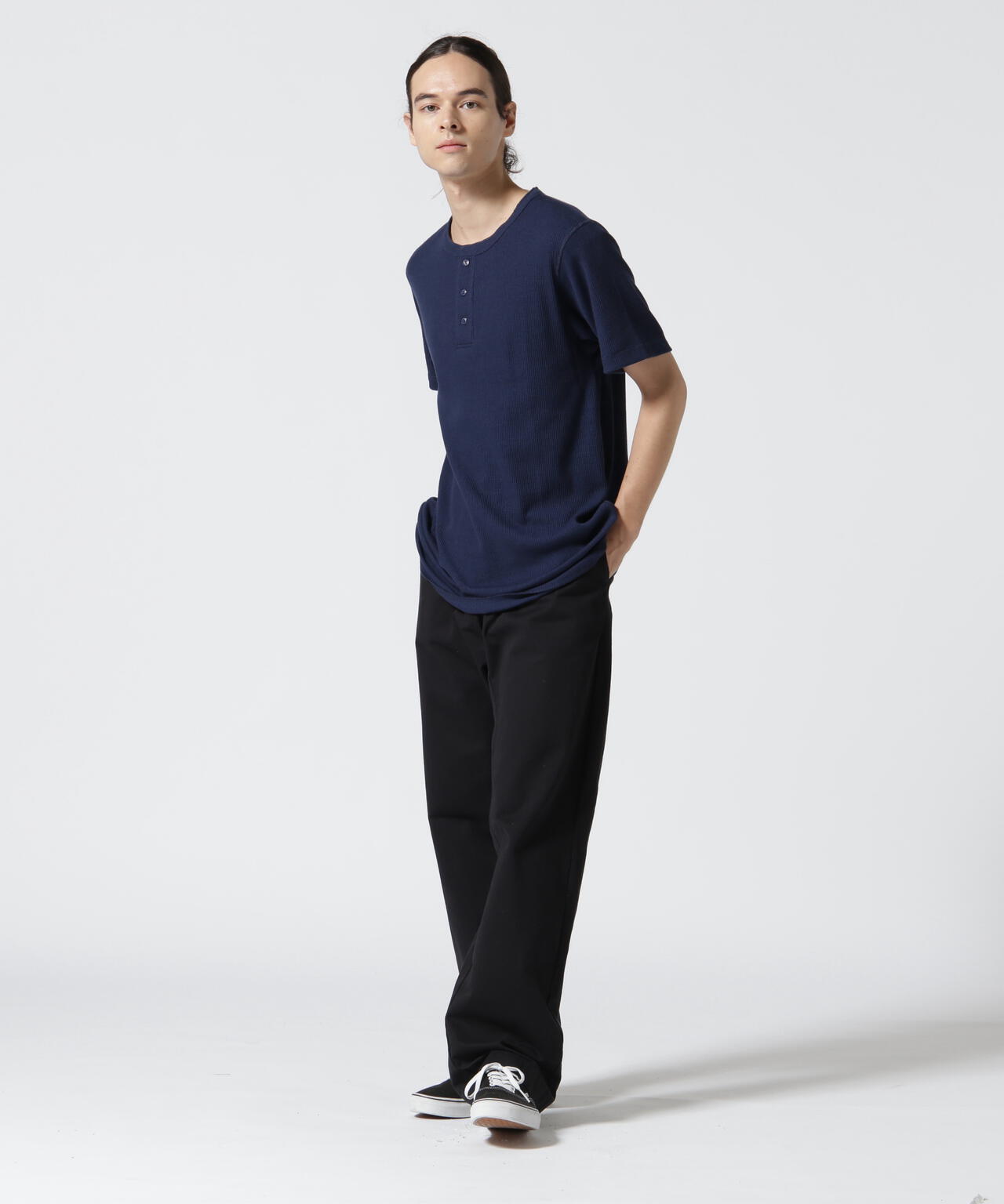 《DAILY/デイリー》THERMAL HENLEY NECK T-SHIRT