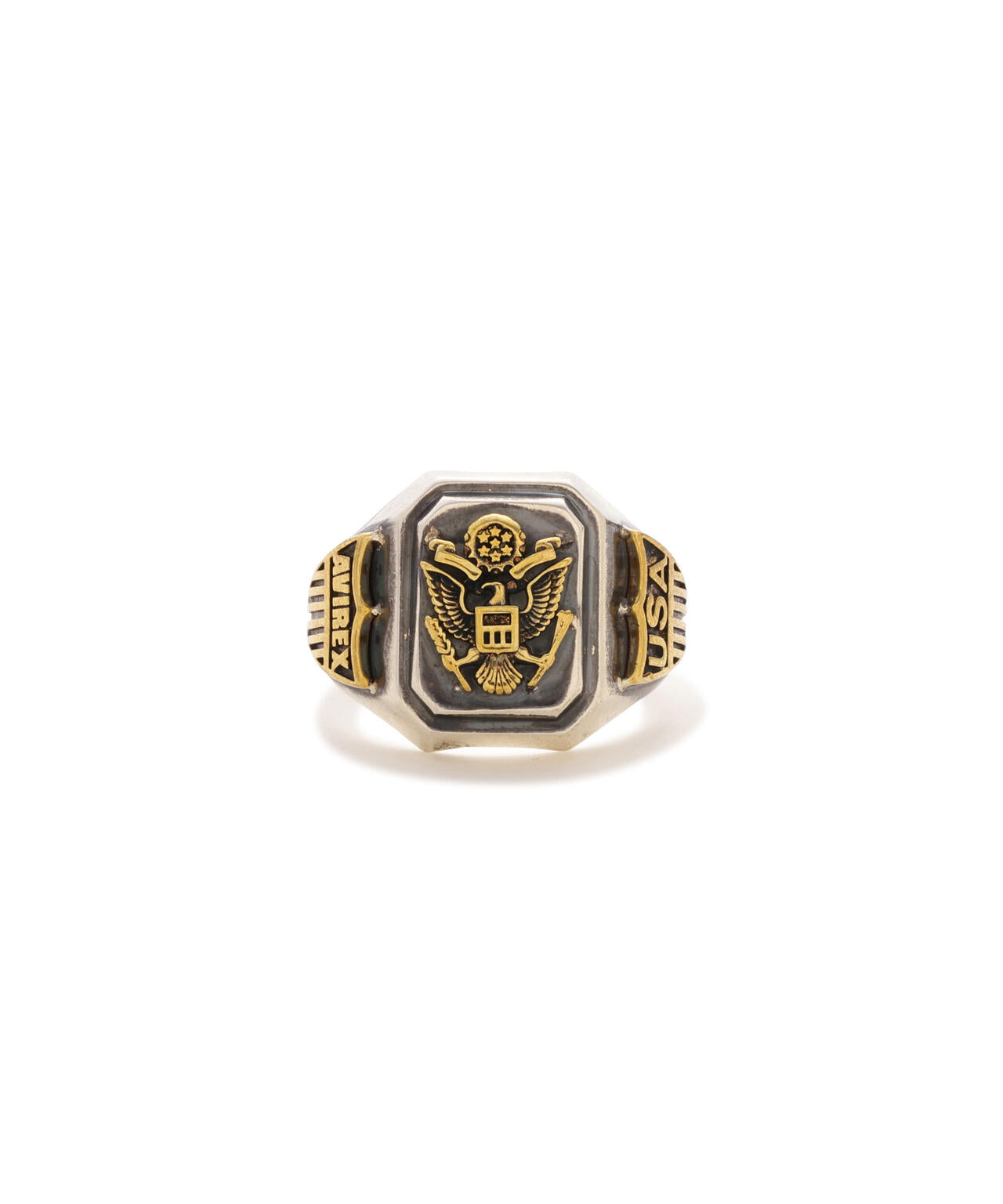 《AVIREX by J.H.M CO.，LTD.》MATERIAL COMBI SIGNET RING ”USAF”
