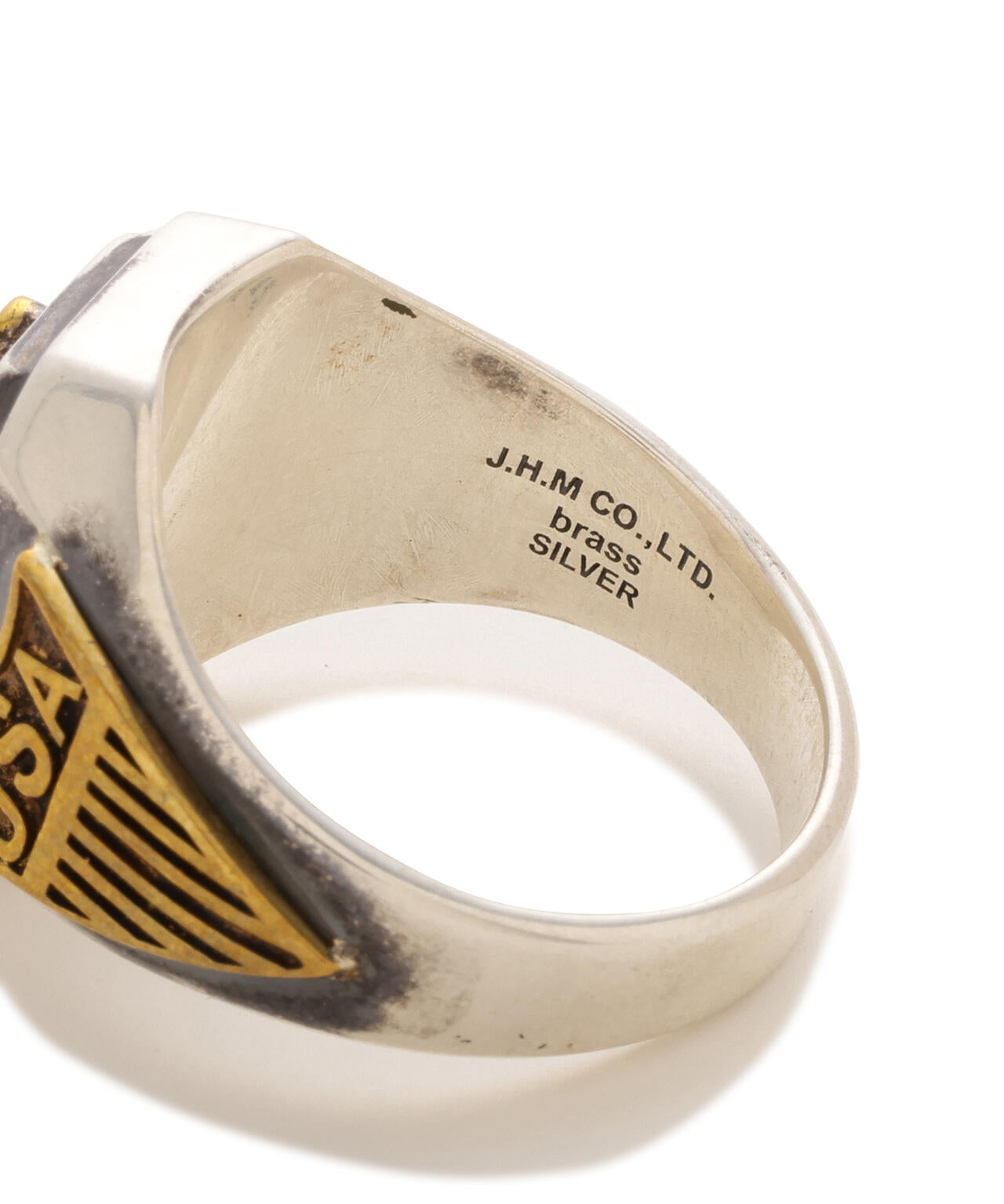 《AVIREX by J.H.M CO.，LTD.》MATERIAL COMBI SIGNET RING ”USN”