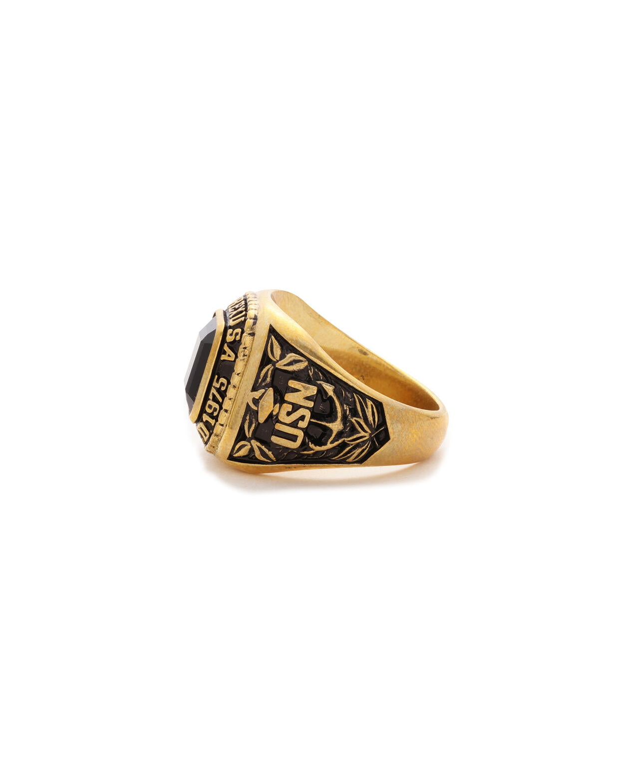 《AVIREX by J.H.M CO.，LTD.》BRASS COLLEGE RING WITH ONYX ”USN”