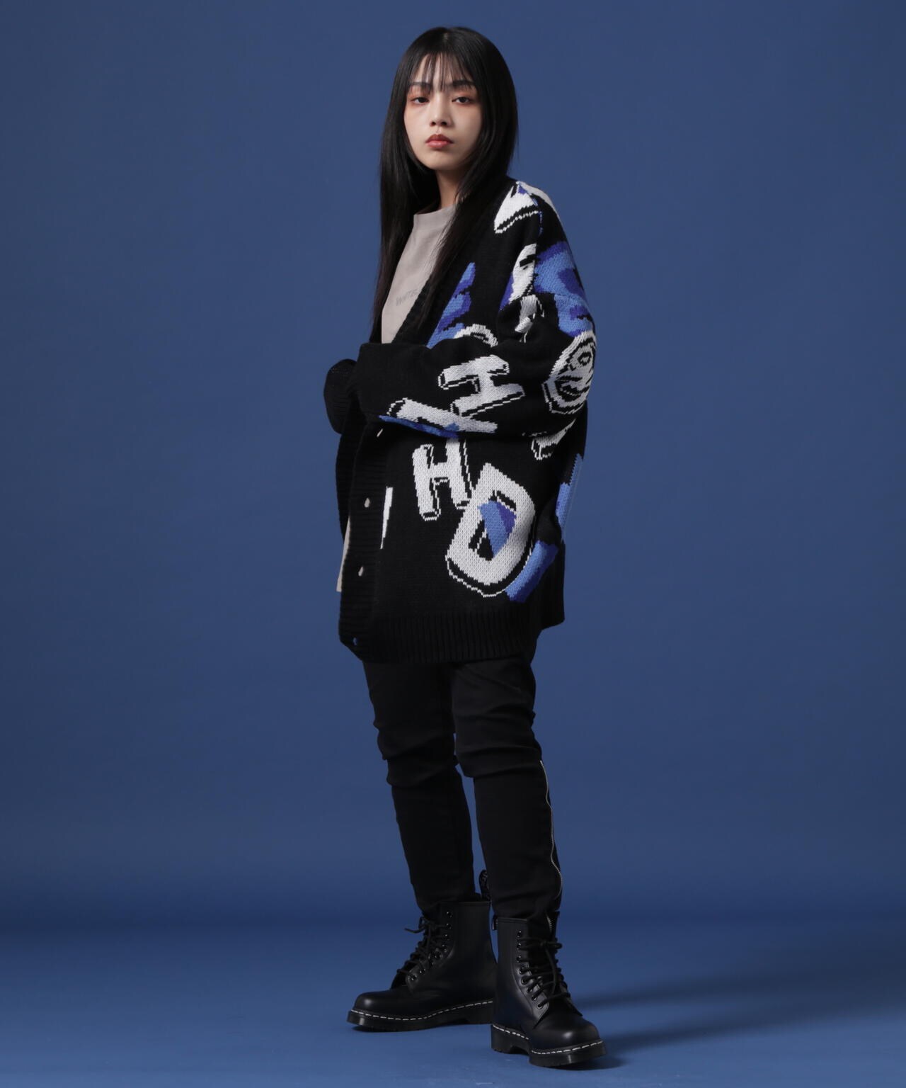 【WEB&DEPOT限定】WHITELAND/ホワイトランド/CARDIGAN/総柄カーディガン