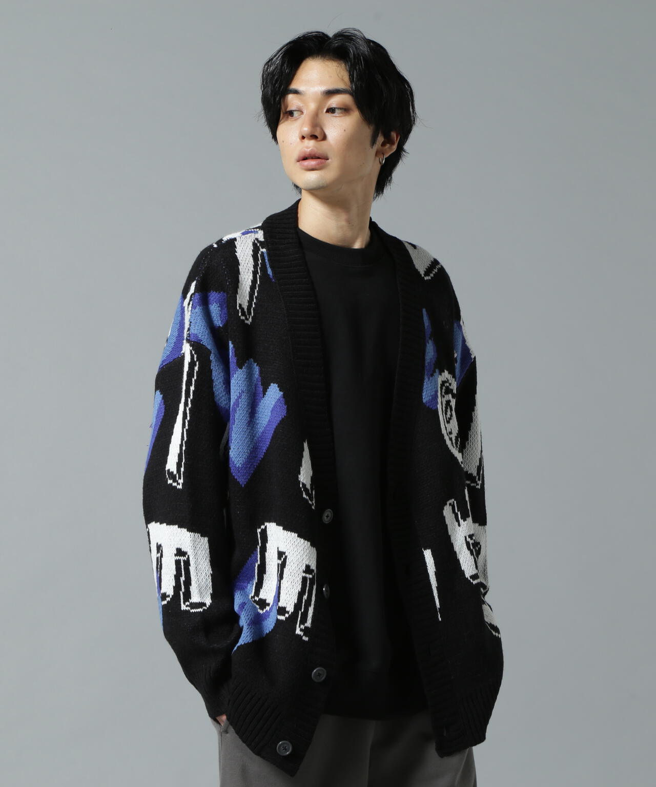 【WEB&DEPOT限定】WHITELAND/ホワイトランド/CARDIGAN/総柄カーディガン